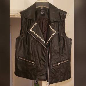 Faux Leather biker vest, black. Women's XL